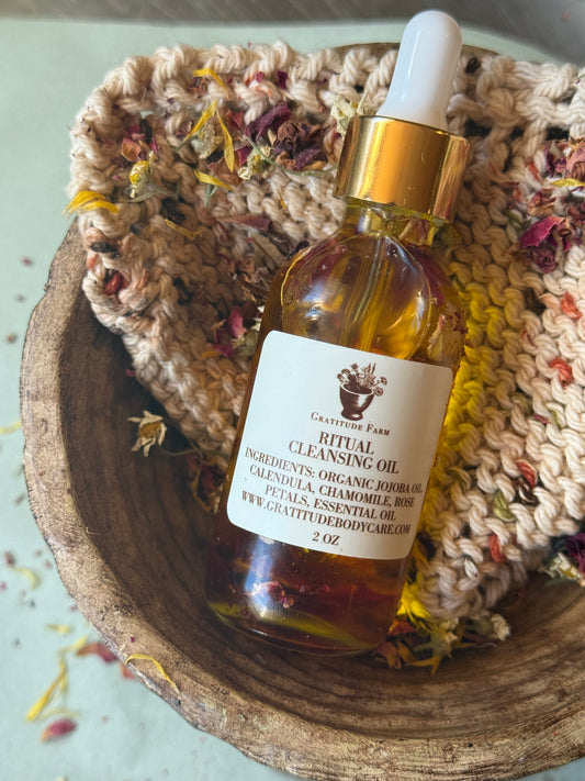 Face: Ritual Cleansing Oil — Organic Jojoba Infused with Chamomile, Calendula & Rose
